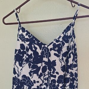 SHEIN Navy and White Floral Tank Top